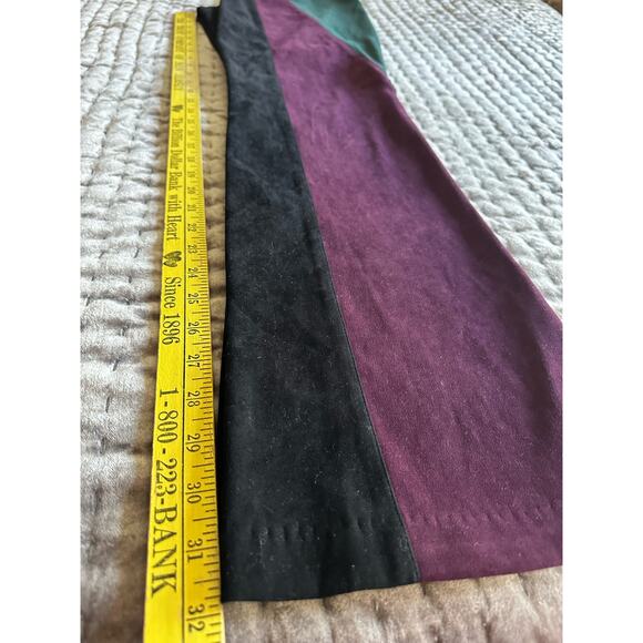 Cache micro Suede Pants black green maroon retro quilt formal party Y2K rare - Picture 7 of 16